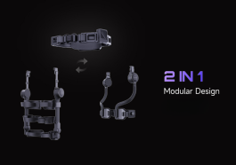 Ascentiz BodyOS modular exoskeleton platform showing interchangeable hip and knee assistance modules on a single lightweight frame